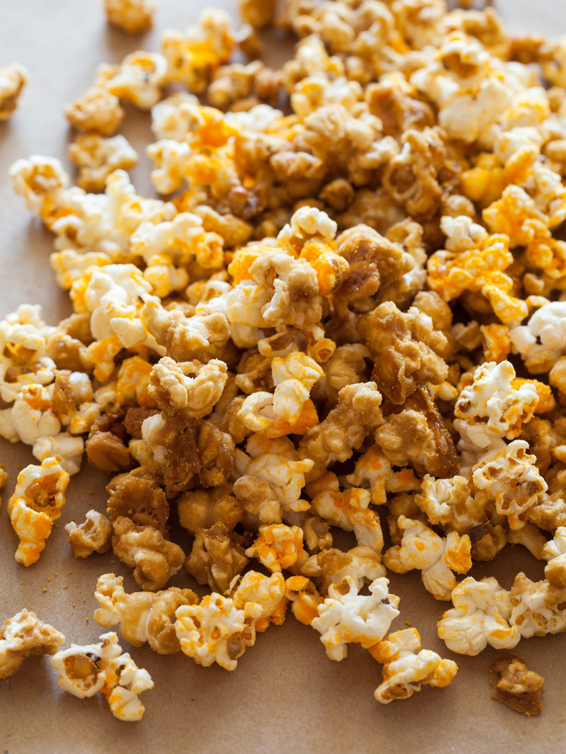 Cheddar And Caramel Popcorn Mix Recipe Spoon Fork Bacon