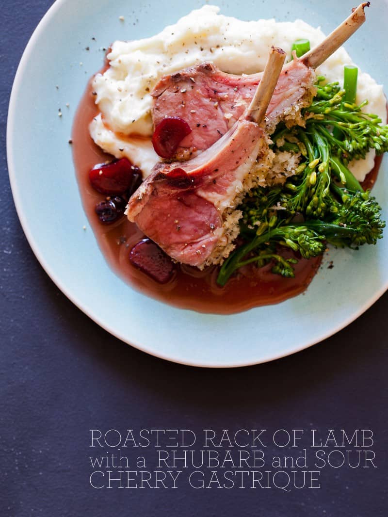 Roasted Rack of Lamb & Rhubarb Sour Cherry Gastrique