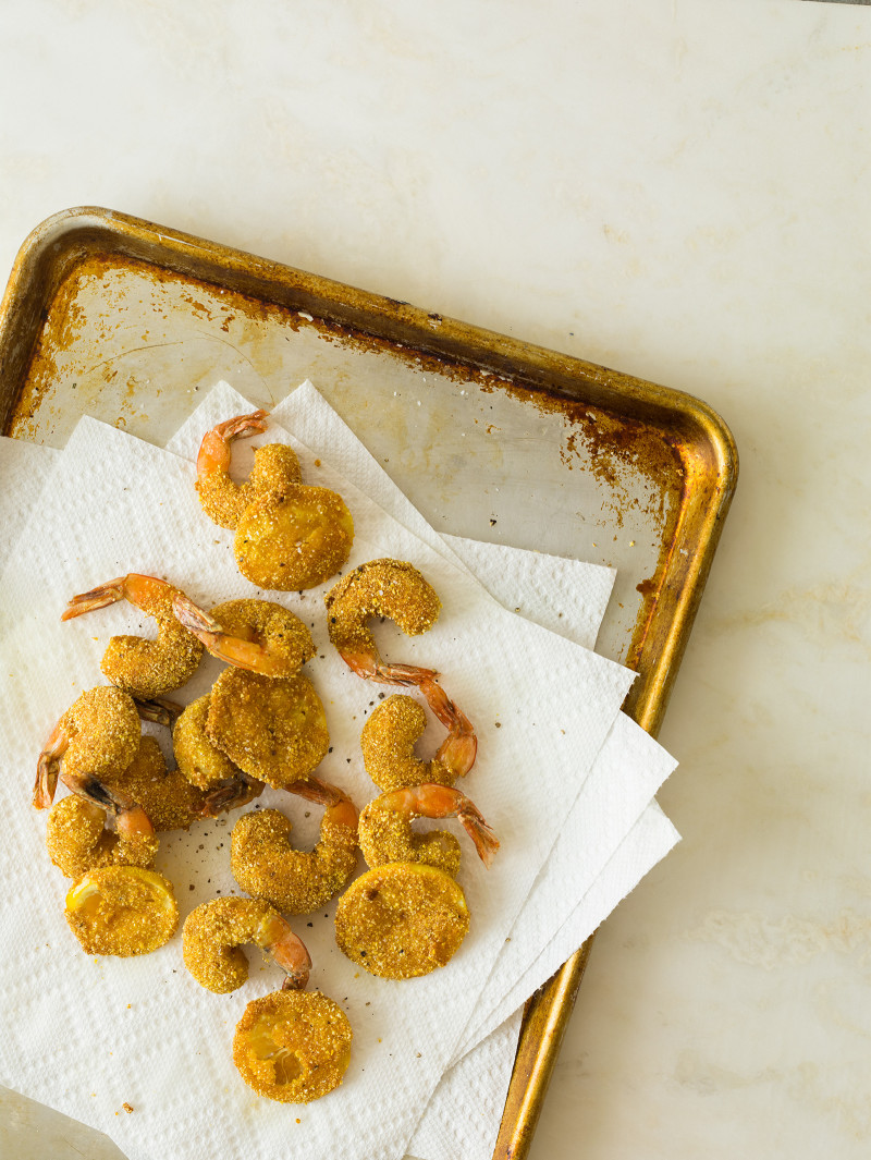 Cornmeal Crusted Mustard Shrimp Appetizer recipe Spoon Fork Bacon
