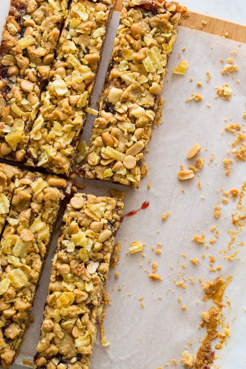 Peanut Butter & Jelly Potato Chip Bars Spoon Fork Bacon