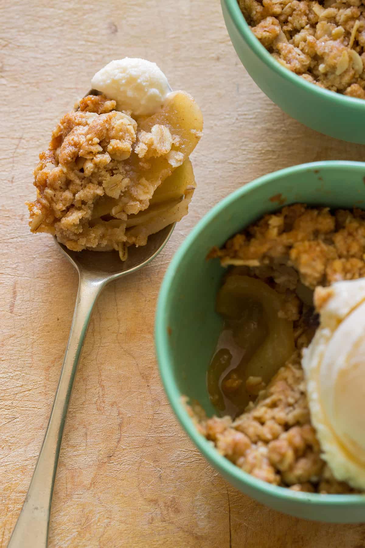 Individual Apple Crisps recipe Spoon Fork Bacon