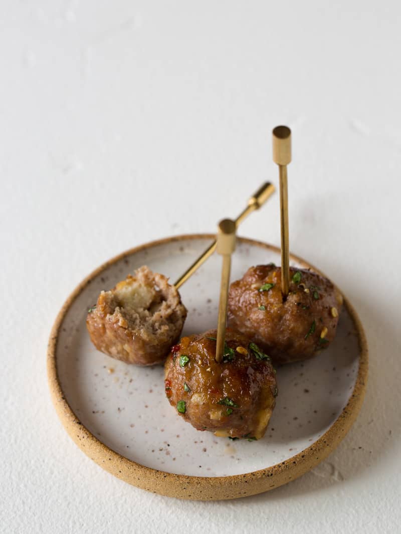 Ginger Garlic Cocktail Meatballs Spoon Fork Bacon
