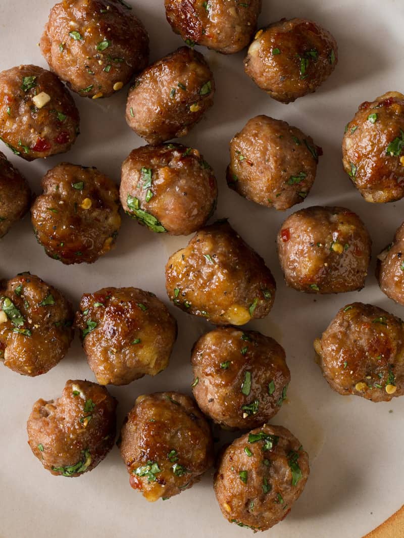 Ginger Garlic Cocktail Meatballs Spoon Fork Bacon