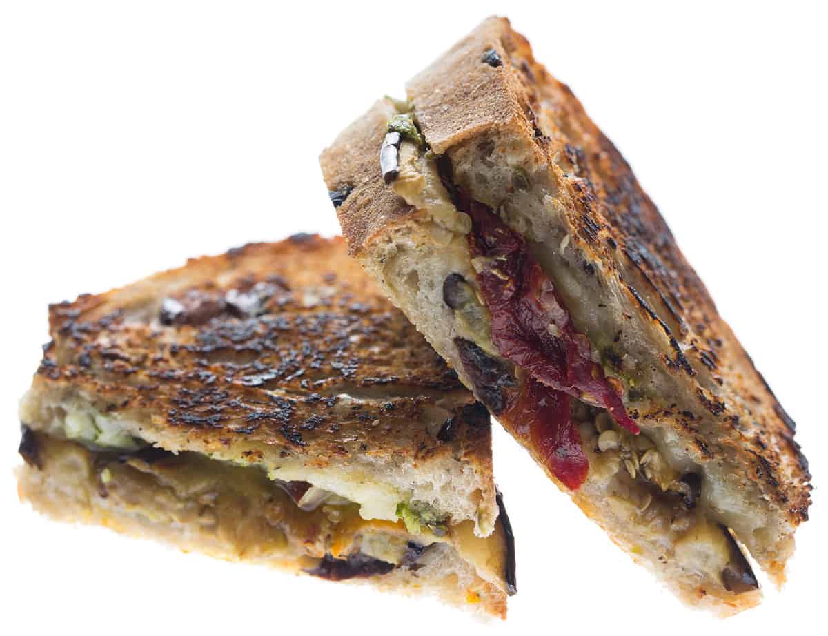 Eggplant and Sundried Tomato Grilled Cheese Spoon Fork Bacon