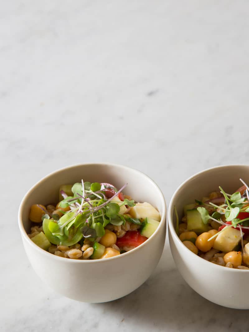 Farro & Chick Pea Salad Spoon Fork Bacon