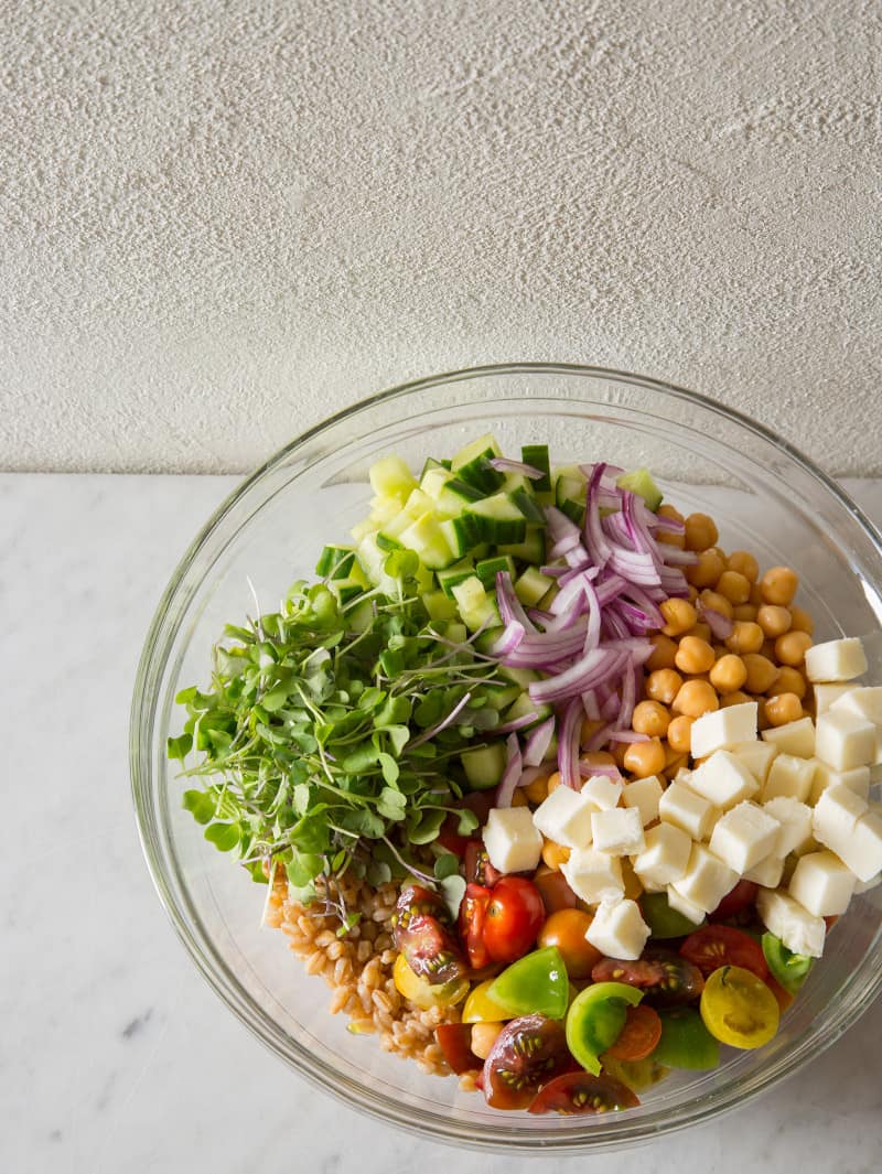 Farro & Chick Pea Salad Spoon Fork Bacon