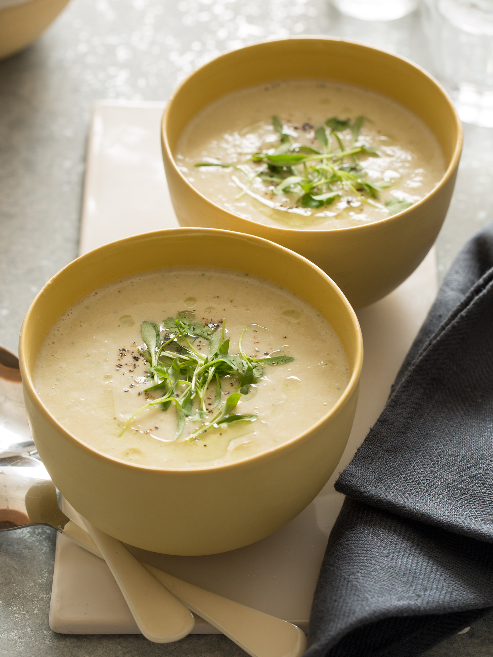 White Gazpacho Spoon Fork Bacon