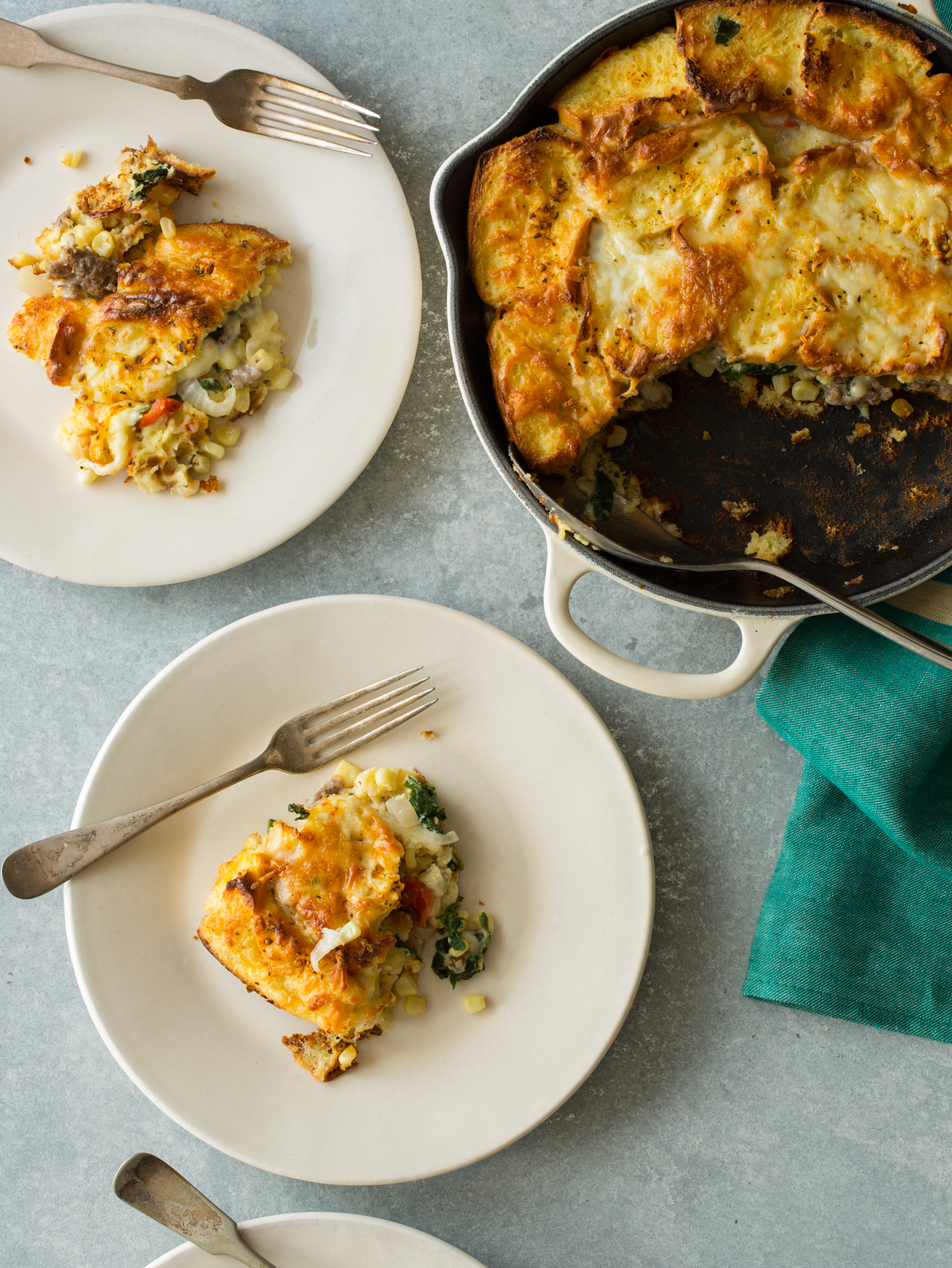 Savory Sausage Strata Spoon Fork Bacon