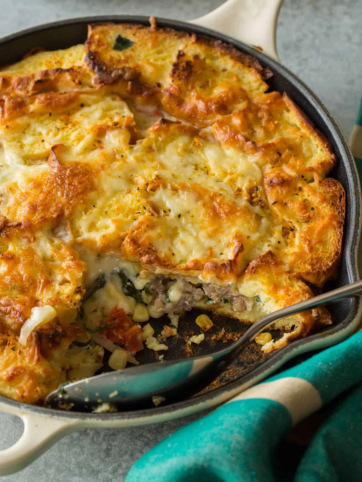 Savory Sausage Strata Spoon Fork Bacon