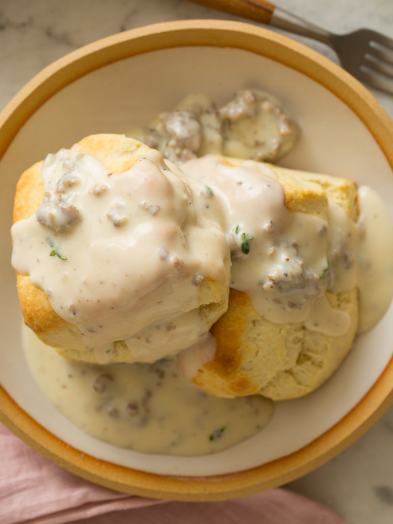 Biscuits and Gravy Spoon Fork Bacon