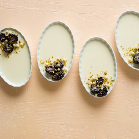 Creme Fraiche Panna Cotta Spoon Fork Bacon