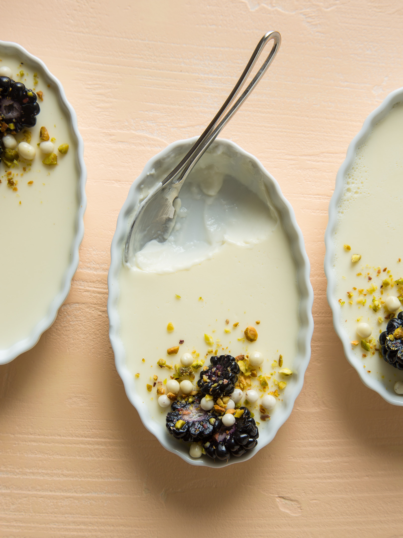 Creme Fraiche Panna Cotta Spoon Fork Bacon