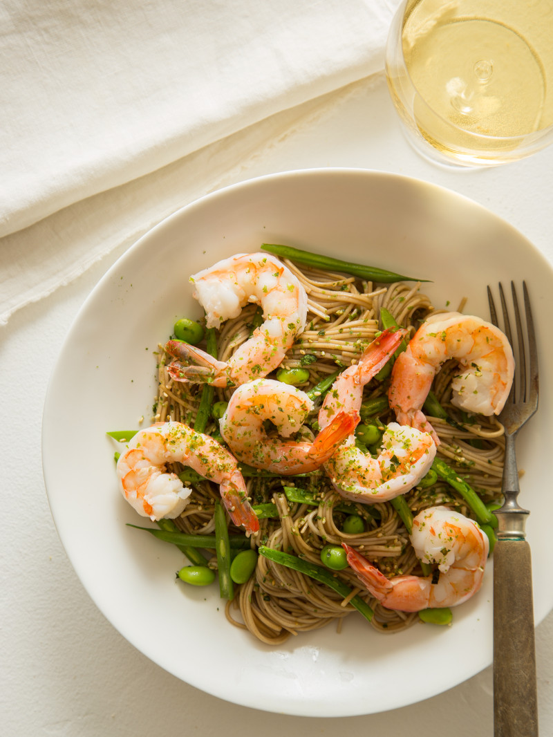 Sesame Soba Noodles with Shrimp Spoon Fork Bacon