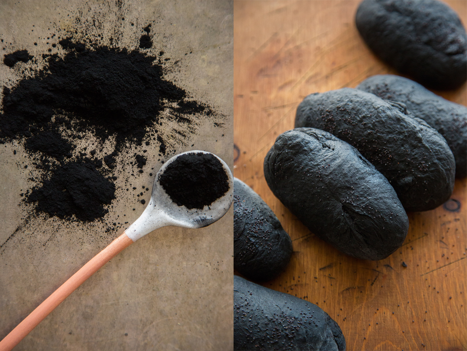 Charcoal Hot Dog Buns Spoon Fork Bacon