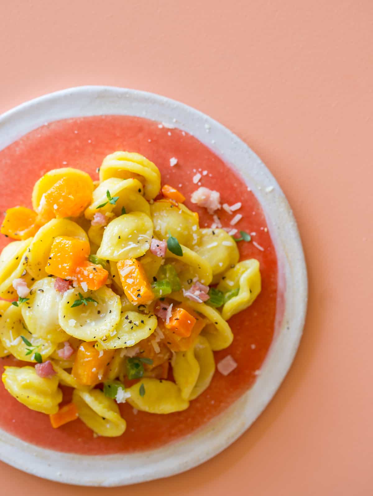 Butternut Squash and Pancetta Orecchiette Spoon Fork Bacon