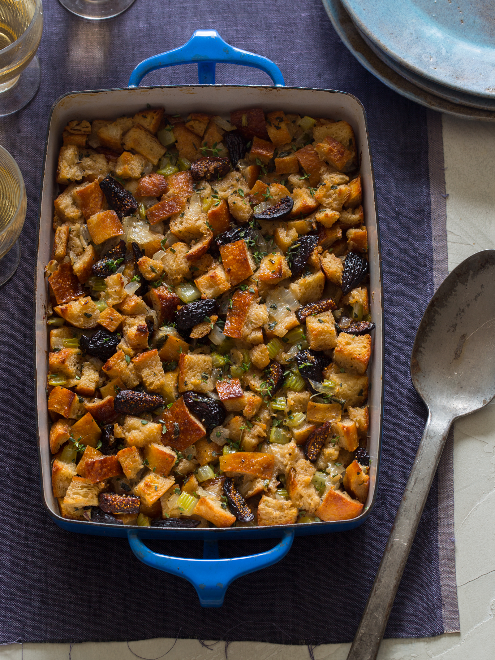 Fig Herb and Sausage Stuffing Spoon Fork Bacon