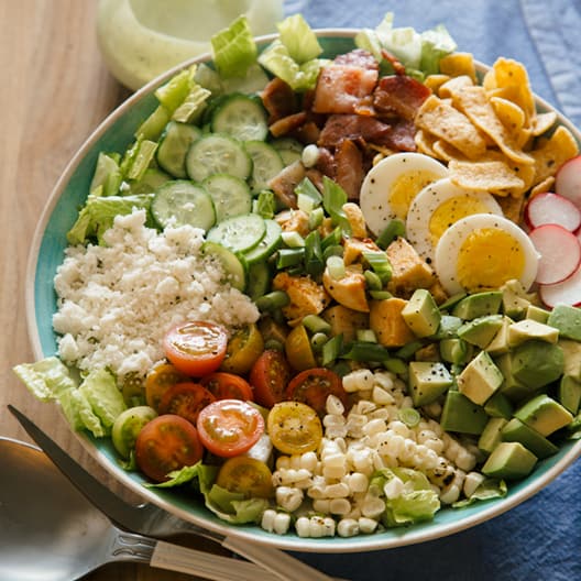 Southwest Style Cobb Salad with CilantroRanch Dressing spoon fork