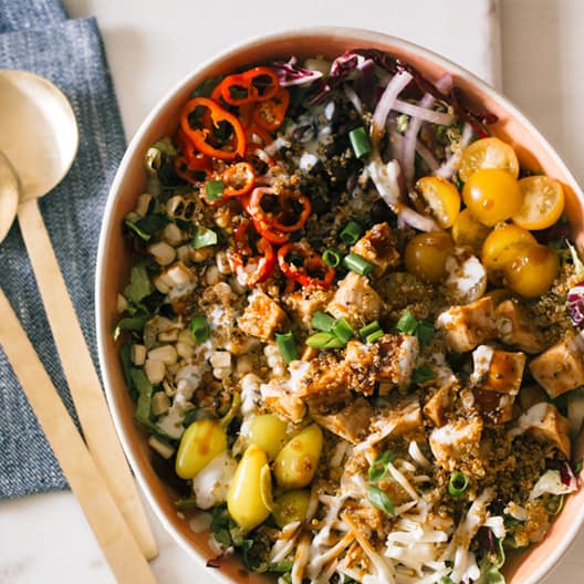 Loaded BBQ Chicken Salad spoon fork bacon Bloglovin’