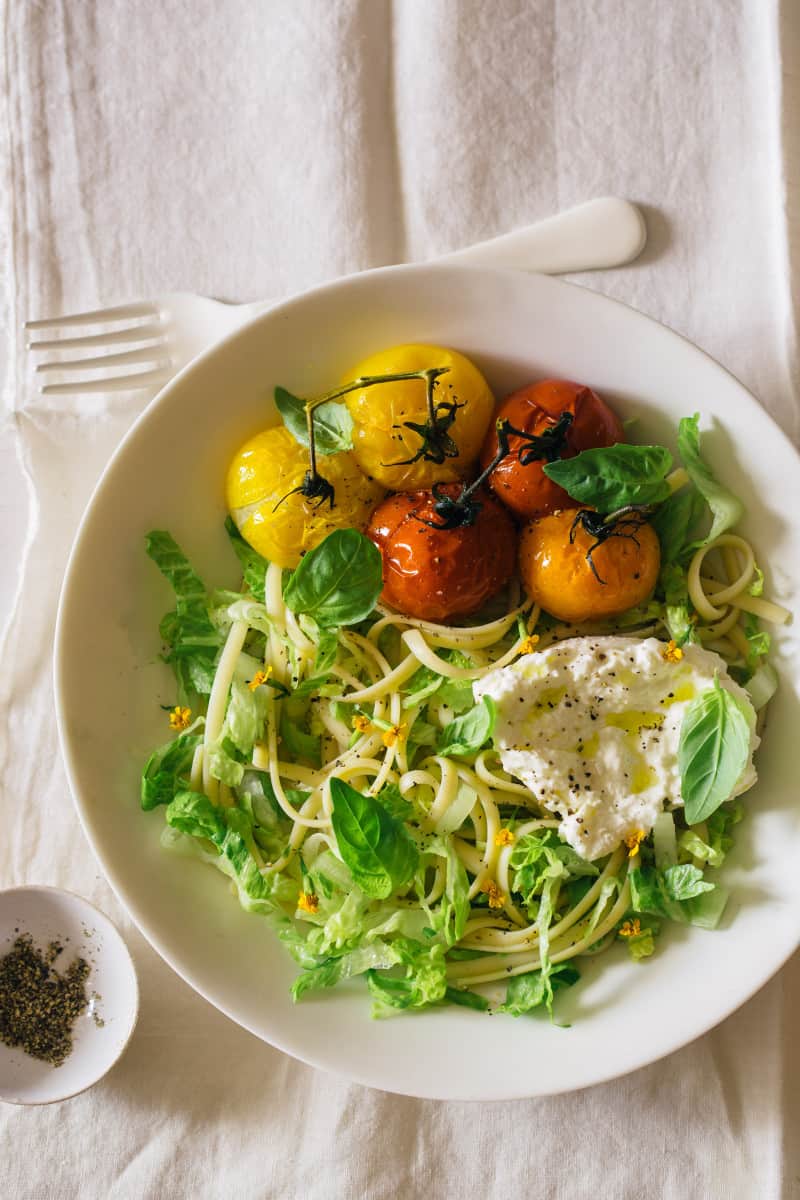 Confit Tomatoes (served with pasta salad and burrata)