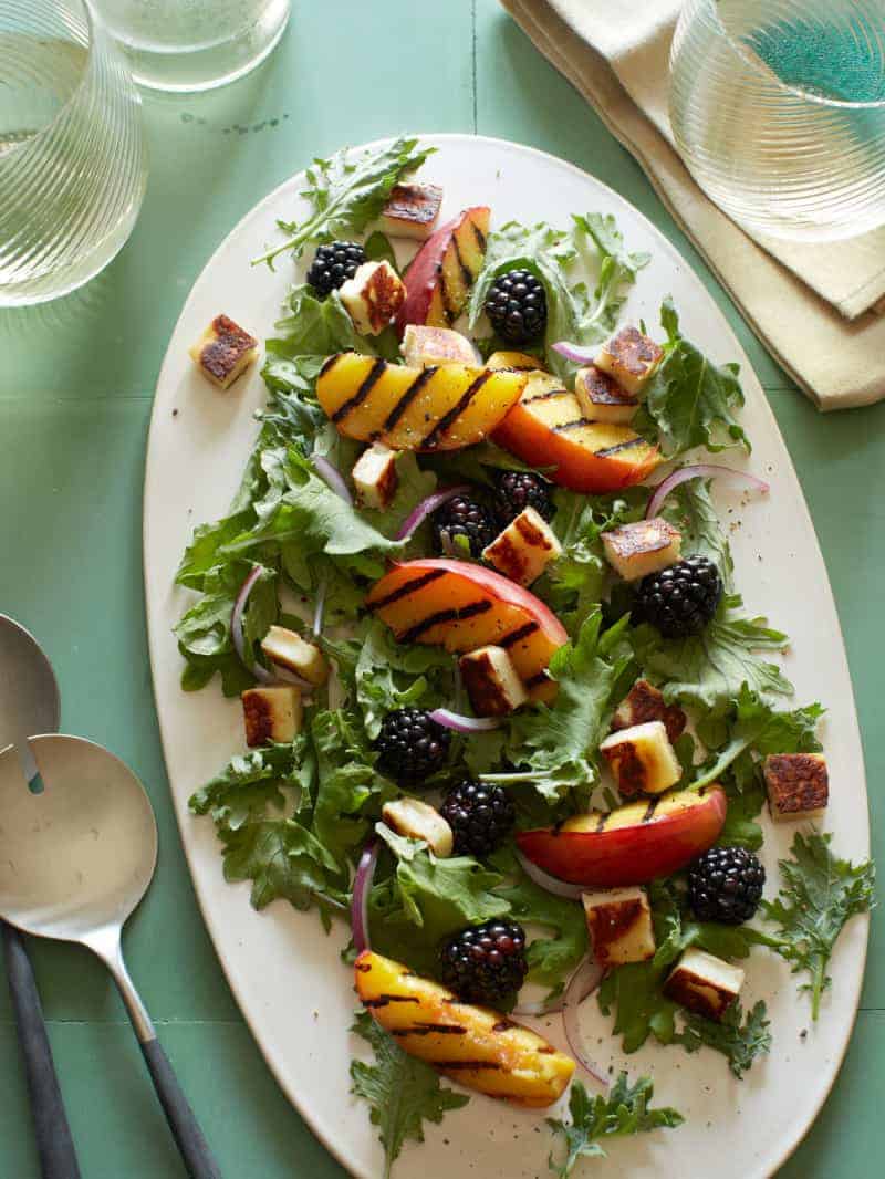 Grilled Nectarine, Blackberry and Halloumi Salad