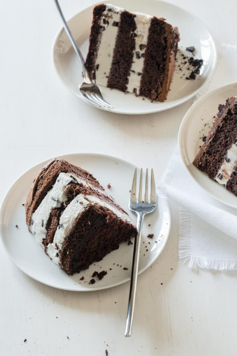 Mint Chip Ice Cream Cake Spoon Fork Bacon