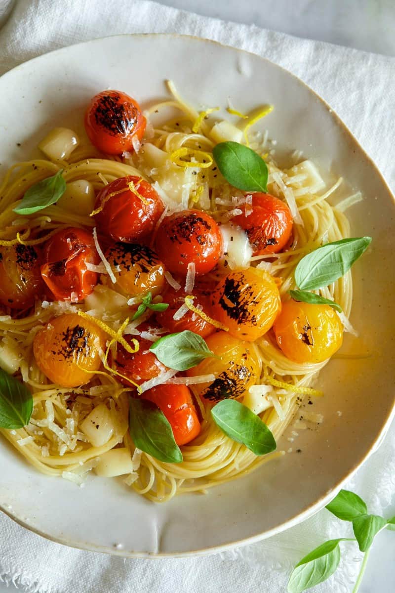 Capellini with Blistered Cherry Tomatoes and Fresh Basil