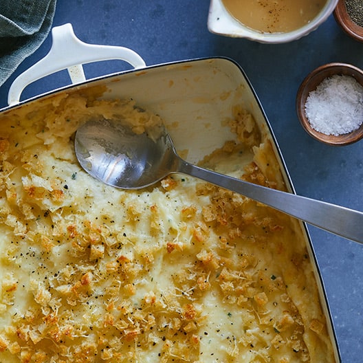 Cheesy Herb Baked Mashed Potato Gratin
