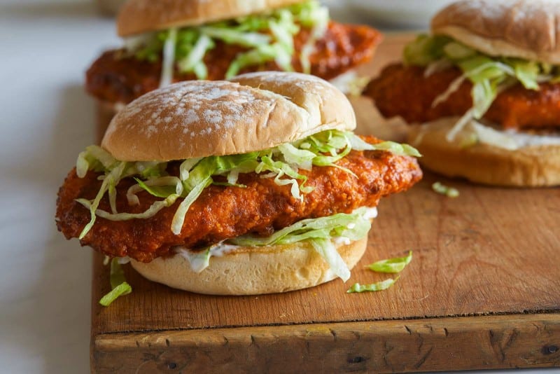 Baked Honey Hot Chicken Sandwiches Spoon Fork Bacon