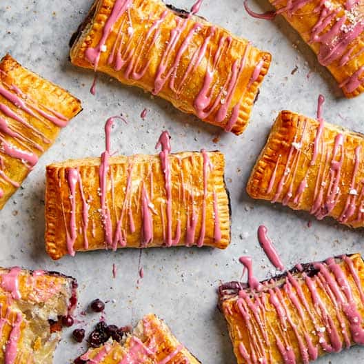 Blueberry Toaster Strudel Spoon Fork Bacon