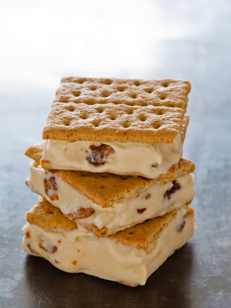 Salted Caramel and Candied Bacon Ice Cream A recipe for Salted Caramel and Candied Bacon Ice Cream.
