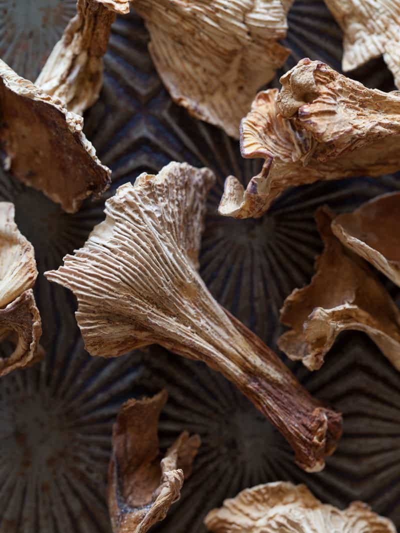 Chanterelles Dried chanterelles for a Wild Mushroom Farro Riotto.