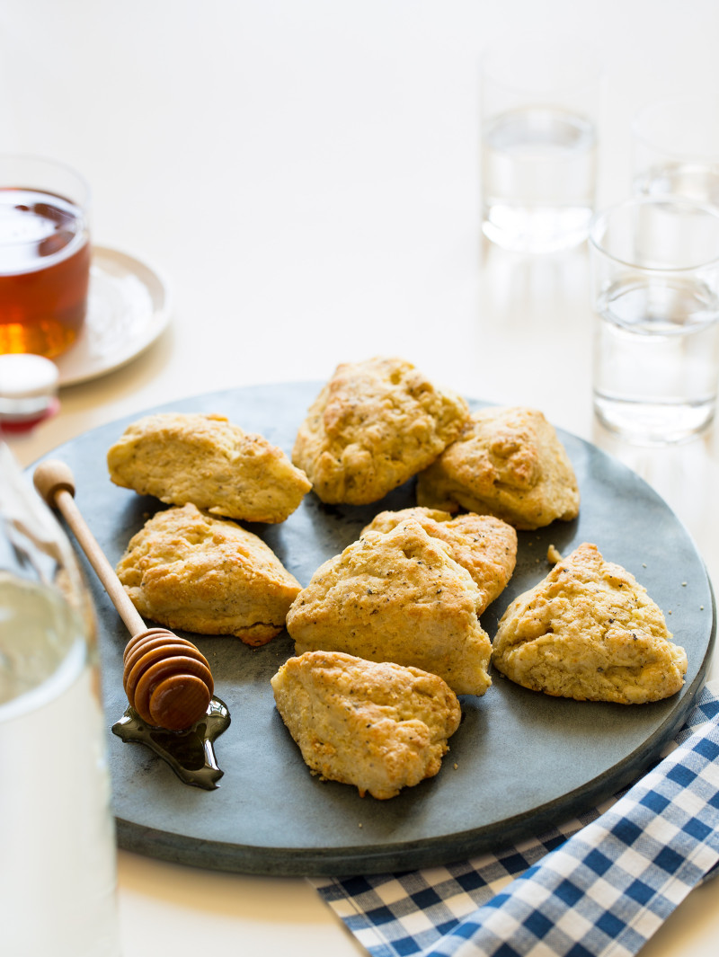 A recipe for White Cheddar Black Pepper Scones. 