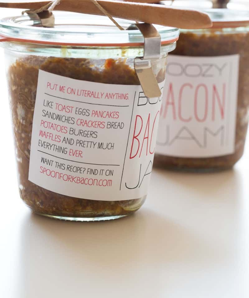 Bacon Jam holiday gift with diy labels.