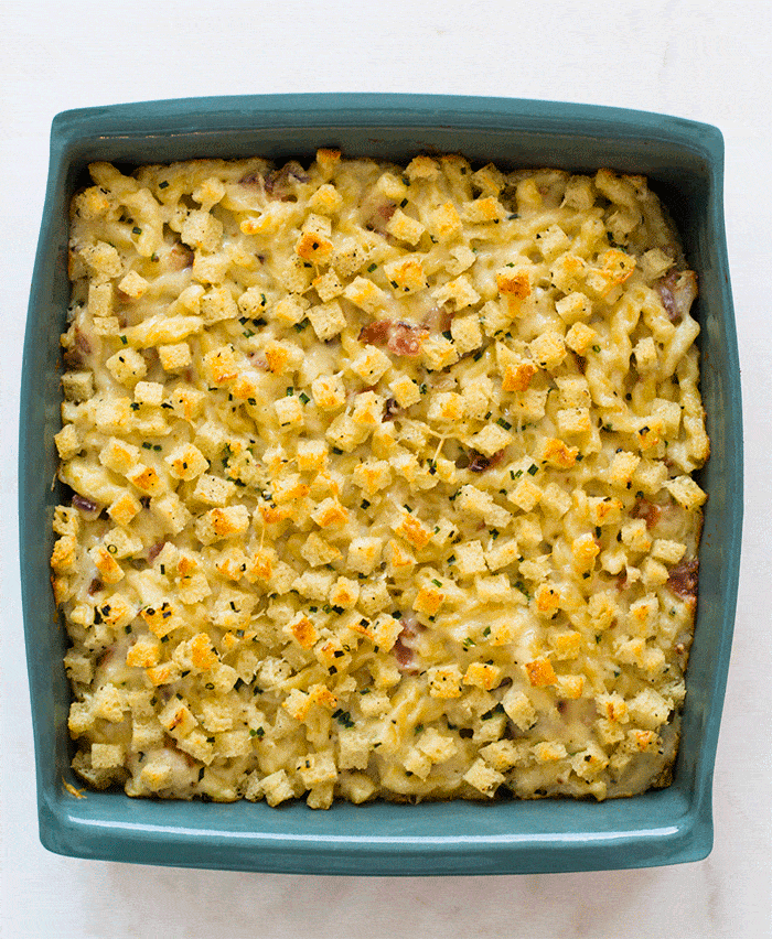 A delicious recipe for Five Cheese Baked Mac and Cheese. 
