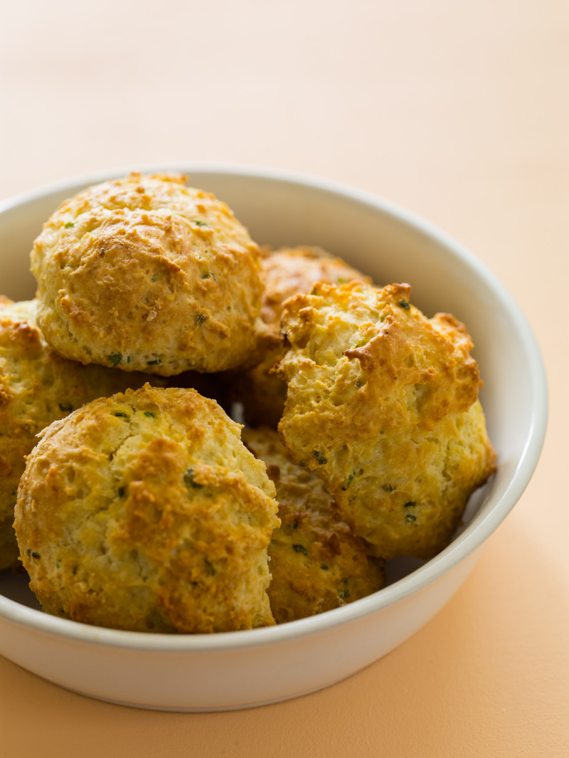 Sour Cream & Chive Drop Biscuits Spoon Fork Bacon