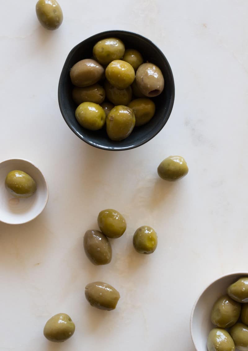 Pitted olives for Beer Battered Fried Olives. 