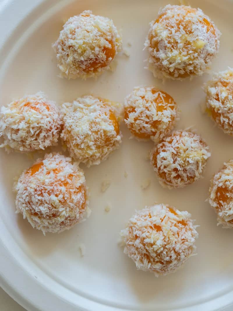 peppadew peppers stuffed and coated in panko. 