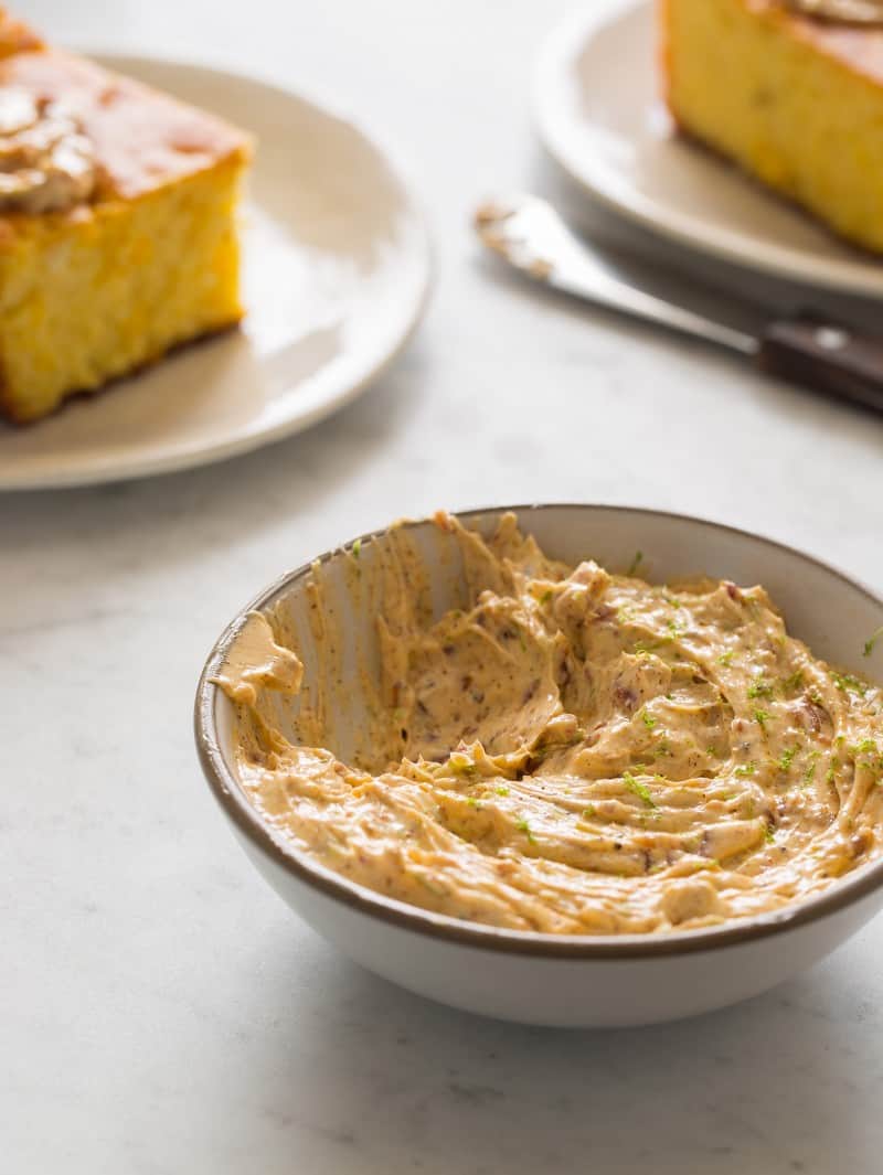 Buttermilk Cornbread with Bacon Lime Chili Butter recipe Buttermilk Cornbread with Bacon Lime Chili Butter recipe