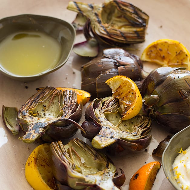 Grilled Artichokes Appetizer or Side dish recipe Spoon Fork Bacon