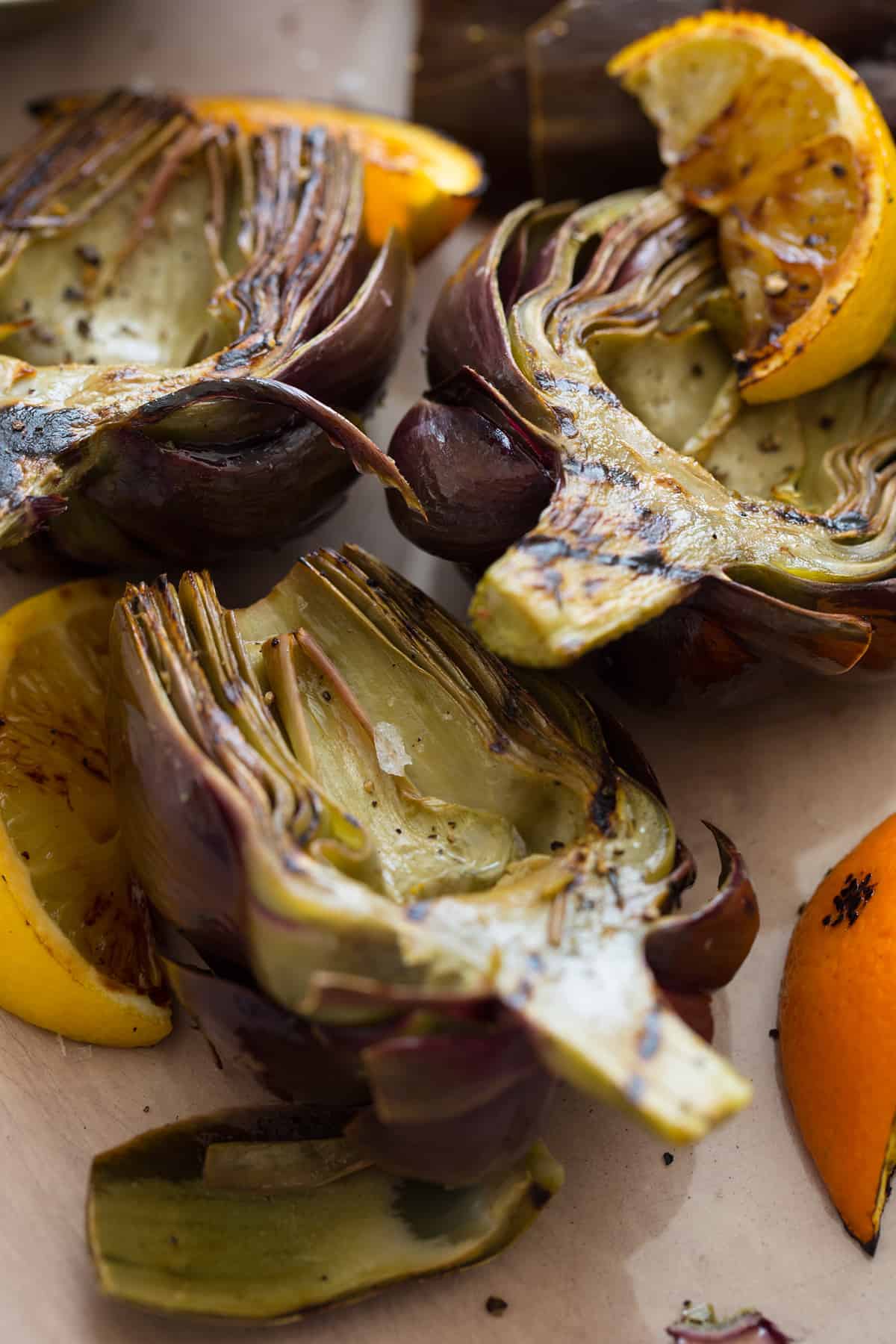 Grilled Artichokes Appetizer or Side dish recipe Spoon Fork Bacon