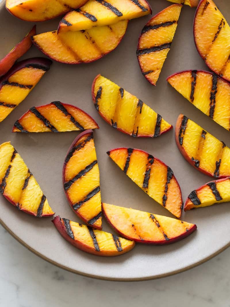 Grilled Peaches for Grilled Peach and Burrata Crostini