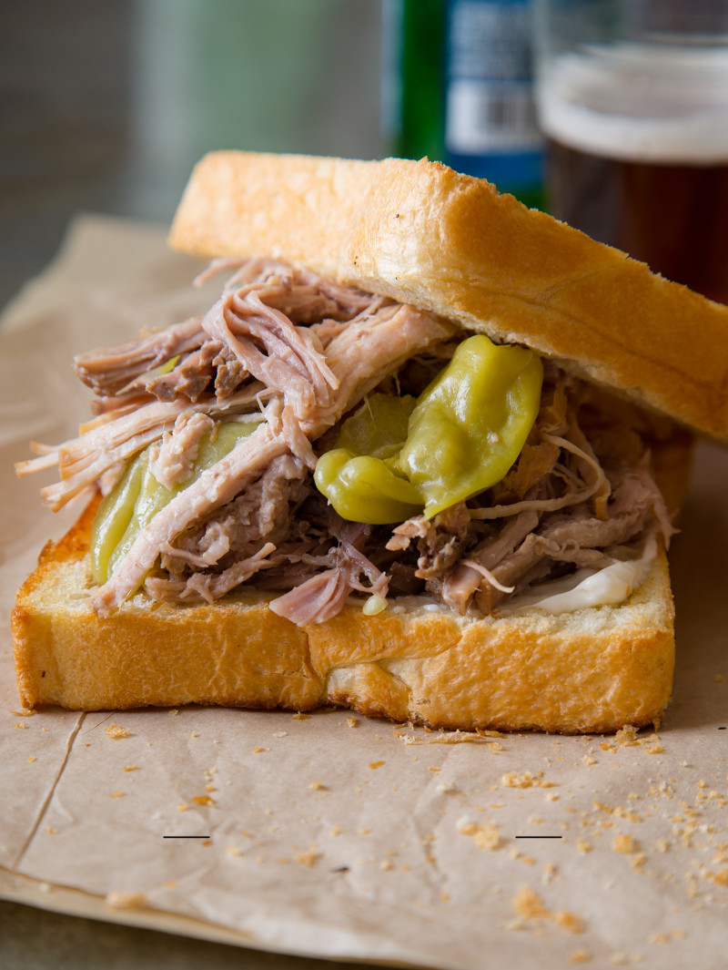 Slow Cooker Pickled Pulled Pork Sandwiches Spoon Fork Bacon