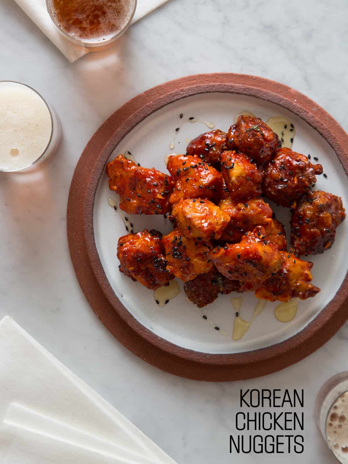 Korean Chicken Nuggets Spoon Fork Bacon