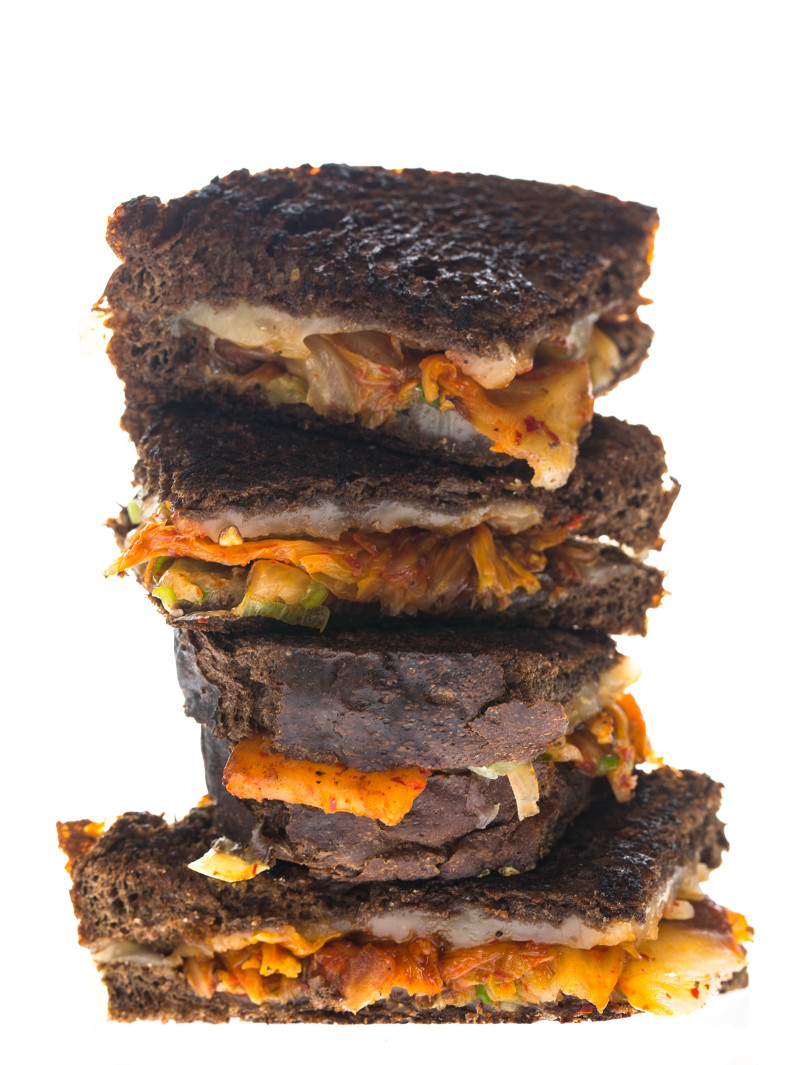 Buttered Kimchi Gruyere and Green Onion Grilled Cheese Buttered Kimchi Gruyere and Green Onion Grilled Cheese