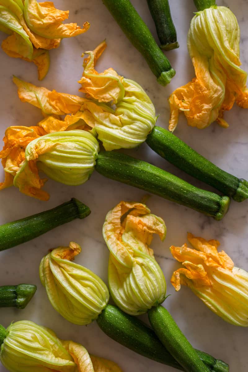 A close up of a squash blossoms.