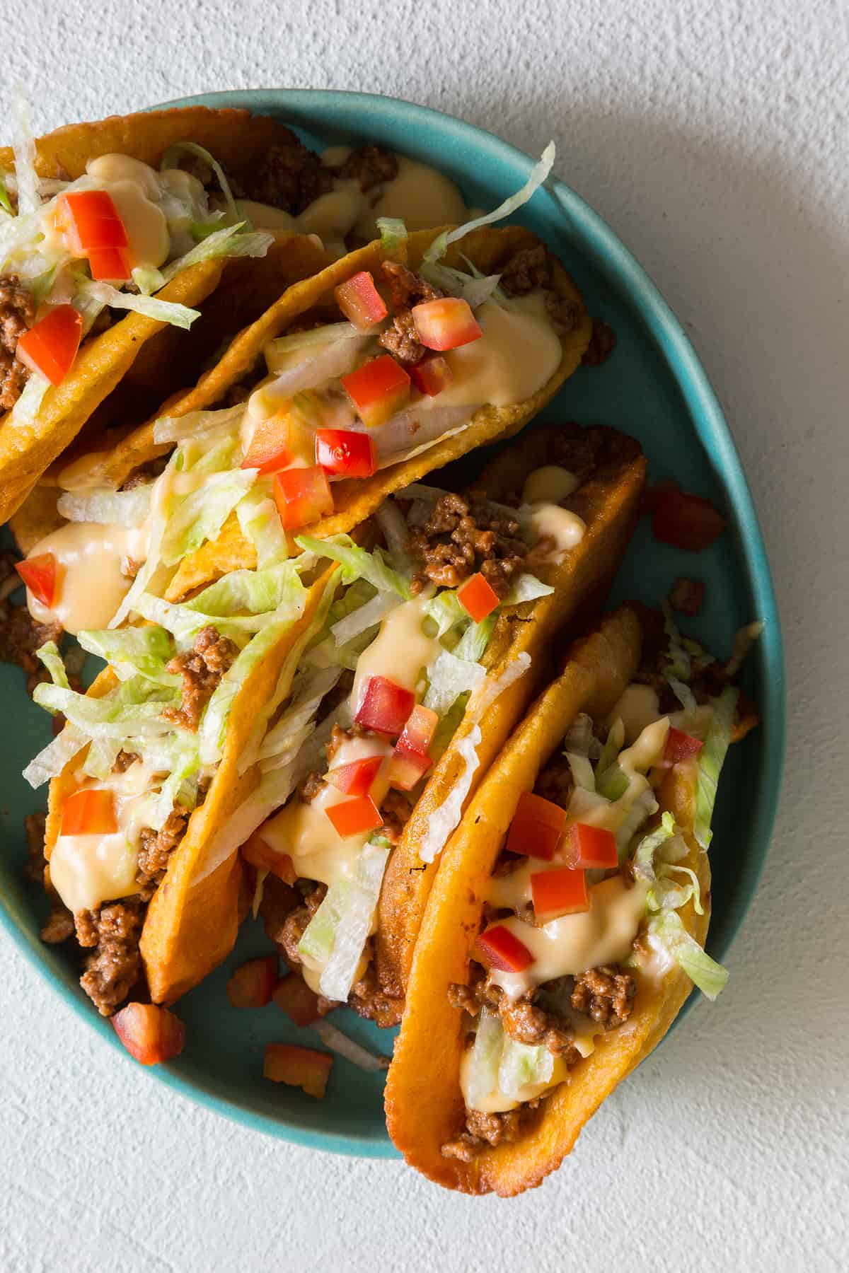 crunchy ground beef and cheesy tacos