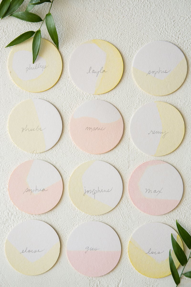 DIY dip dye place cards.