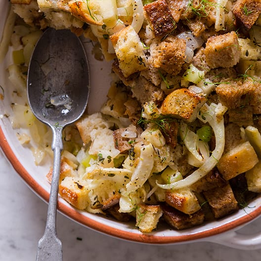 Apple and Fennel Stuffing Spoon Fork Bacon