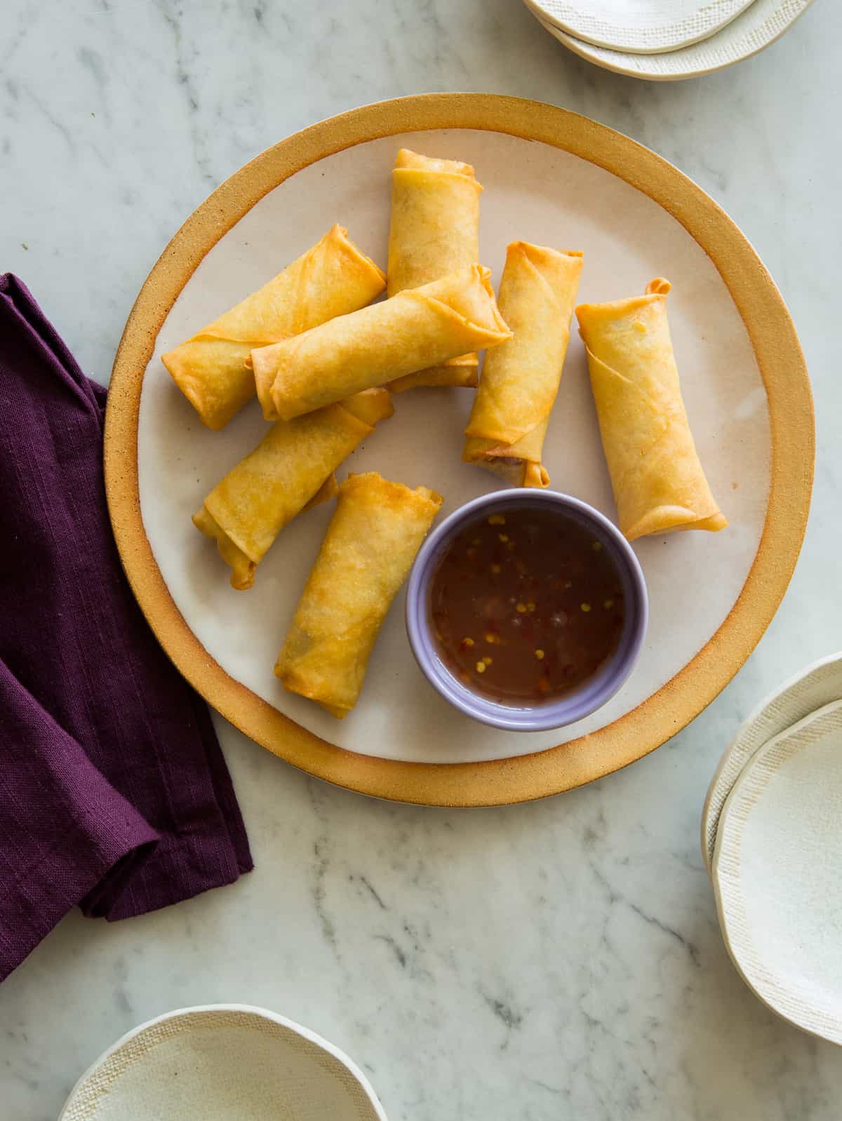 VietnameseStyle Pork and Shrimp Egg Rolls Spoon Fork Bacon