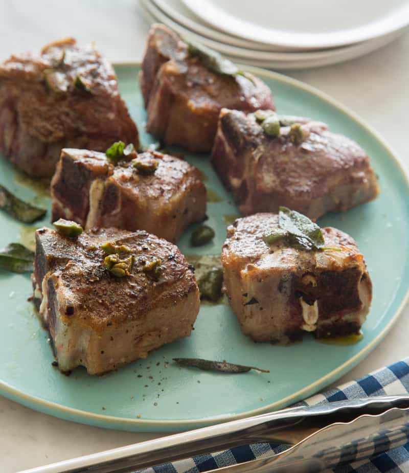 garlic and anchovy roasted lamb chops